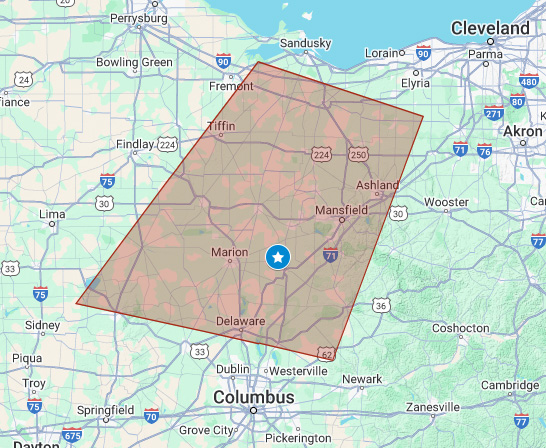 shaw creek ohio service area map